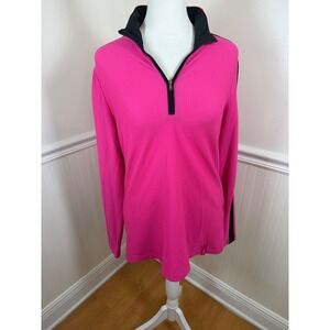 Lauren Ralph Lauren Active Pullover Women Large Pink Quarter Zip Waffle Knit
